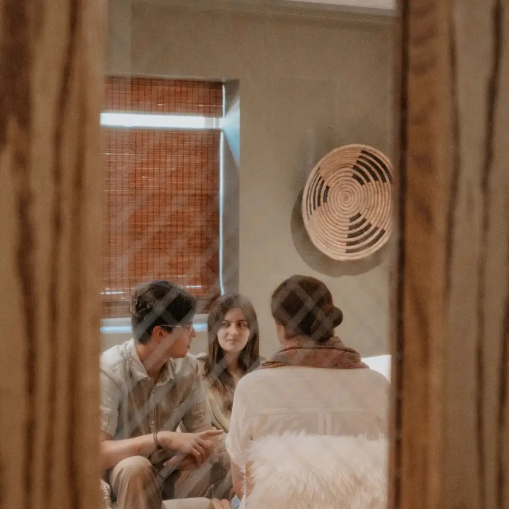A couple in conversation during a counseling session