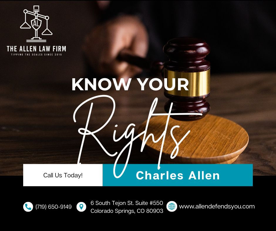 Gavel on bench with text Know Your Rights – The Allen Law Firm Colorado criminal defense attorney