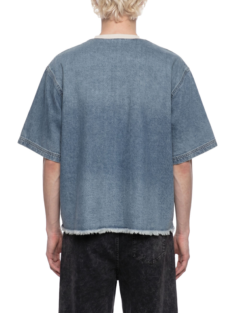Миниатюра: Denim T-Shirt-Унисекс тениска с деним и необработен подгъв Amore