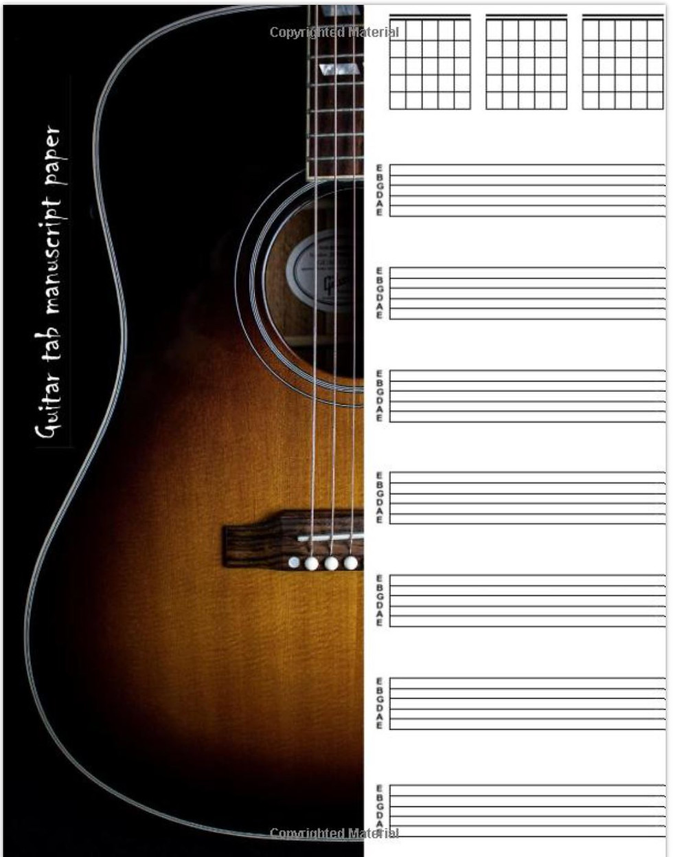 Blank Guitar tab manuscript paper