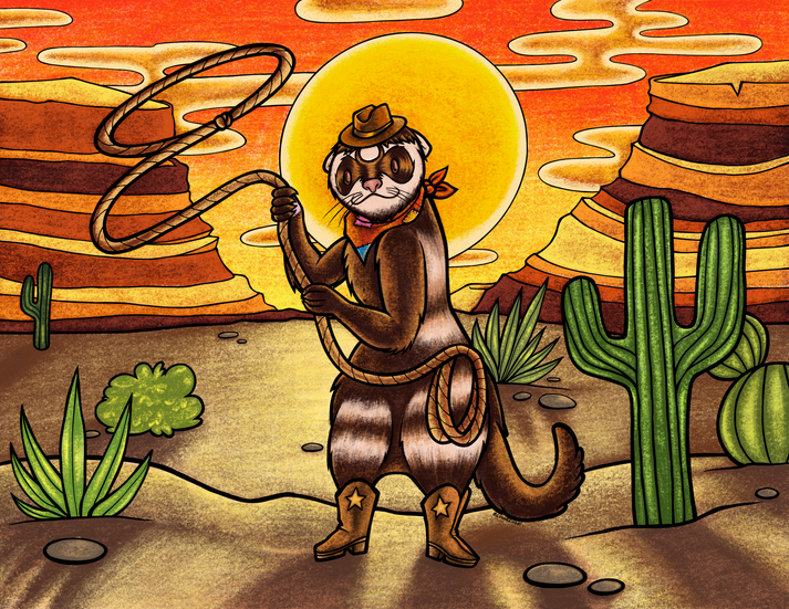 ferret, bandit, coloring page, digital art