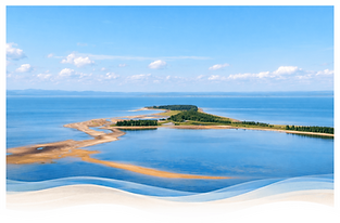 Une île ensoleillée avec banc de sable dans la Baie des Chaleurs