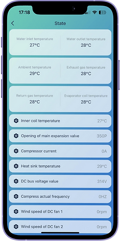 Image of a phone showing different paramenters that will be visible on the Delta Green IoT App