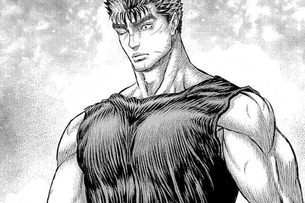 Guts, protagonista del manga Berserk di Kentaro Miura, in una tavola del capitolo 385.