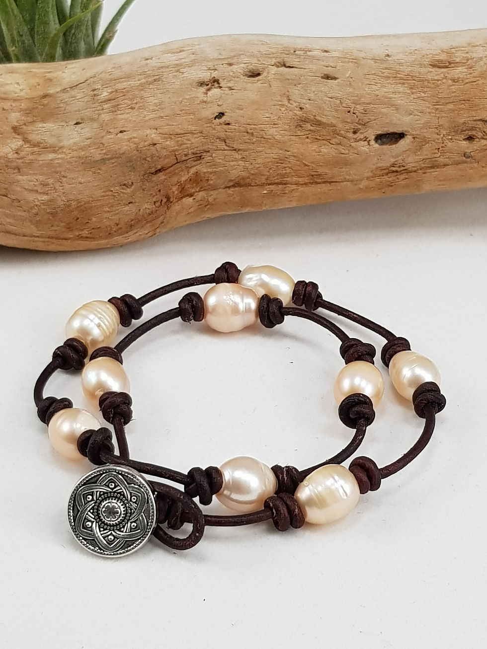 Peach N Brown Knotted Bracelet