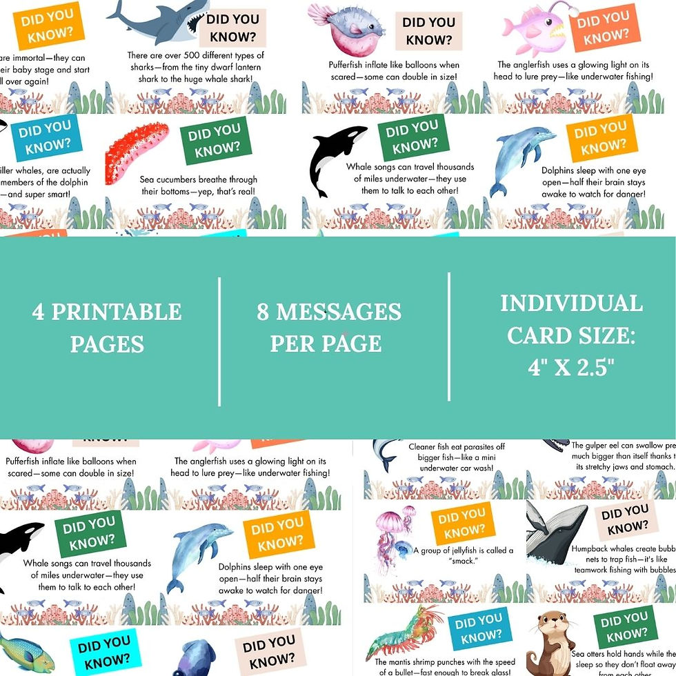 Thumbnail: Printable Lunchbox Notes: Ocean-Themed Facts Edition