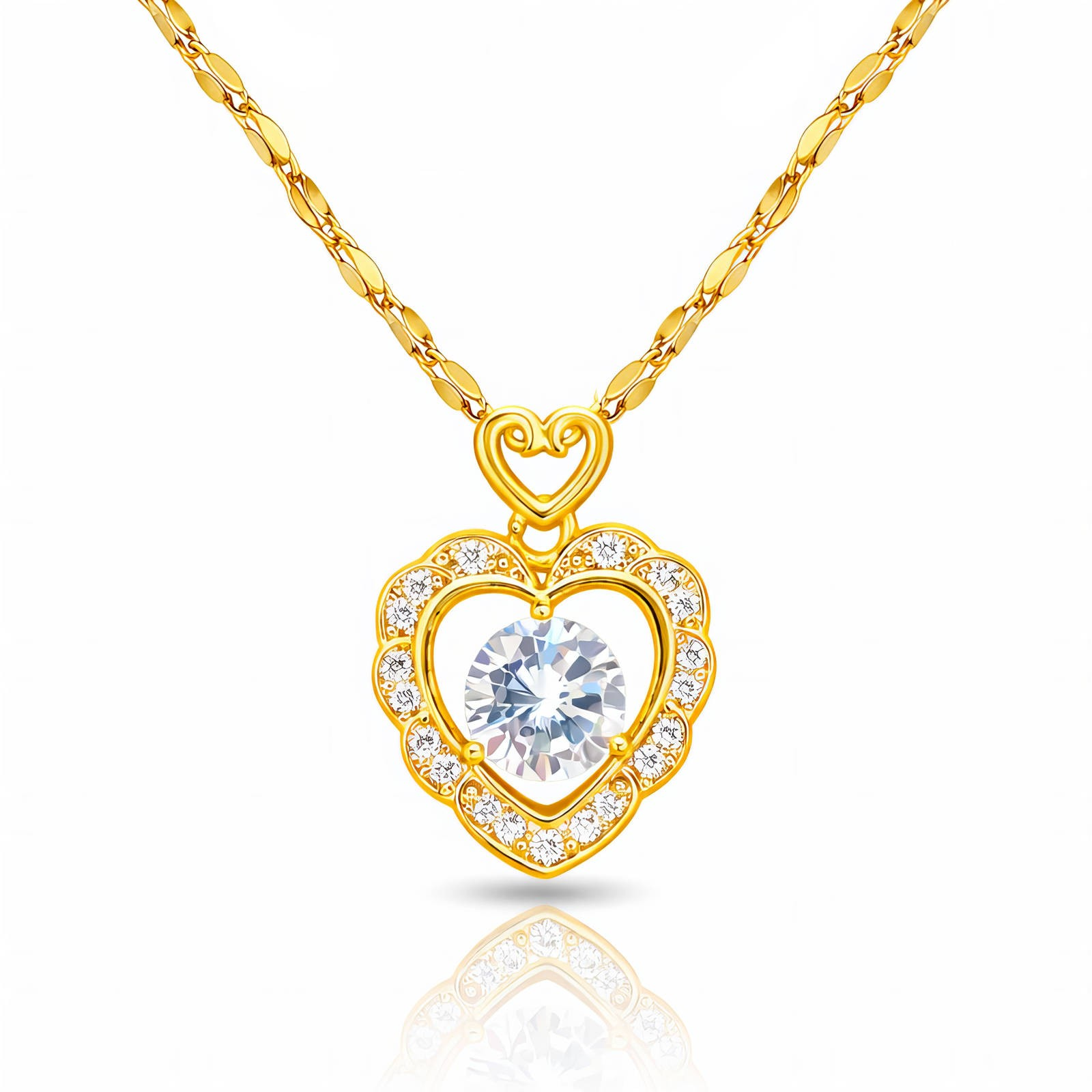 "Heart" Necklace, 18K Gold Plated