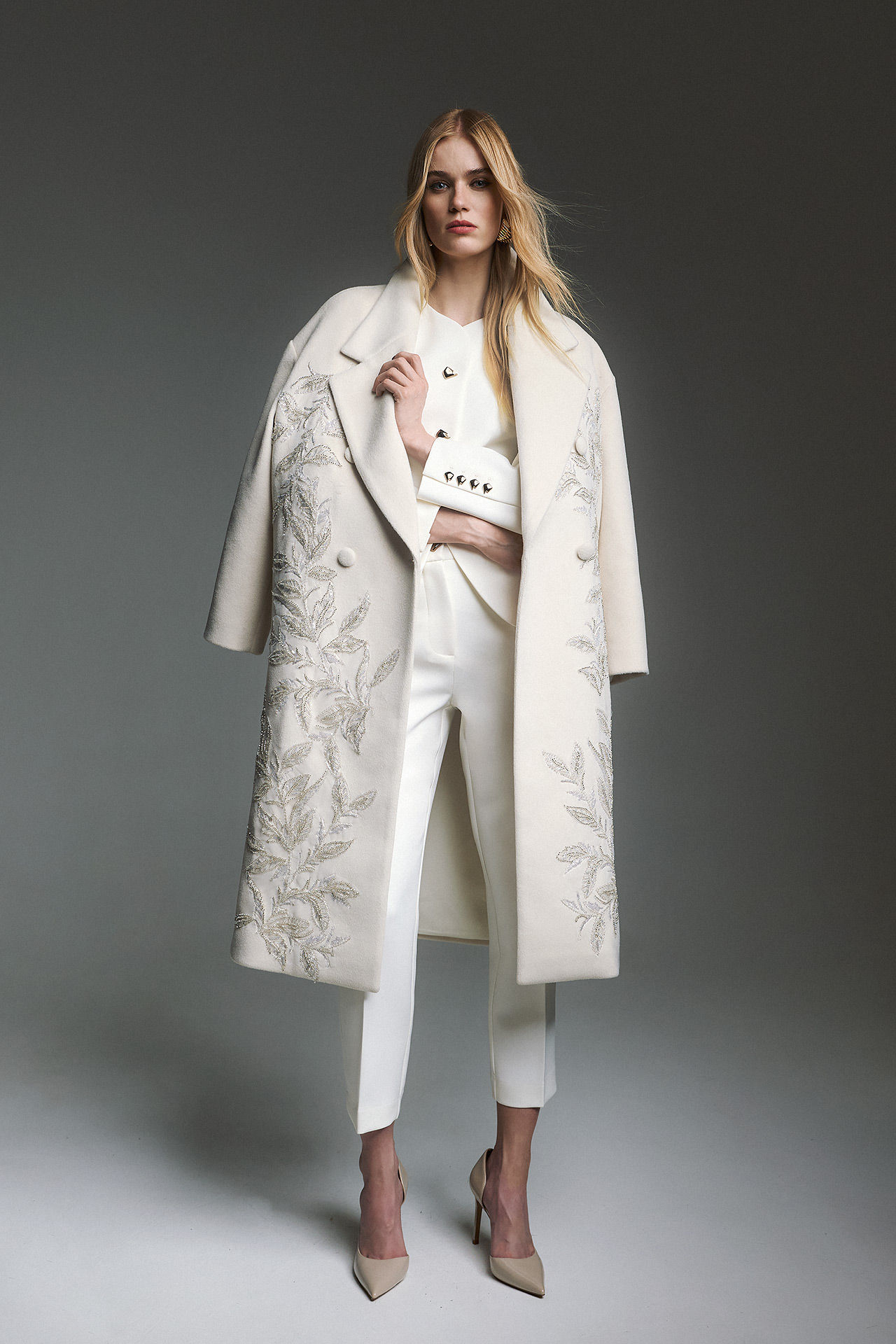 Yamila Double-Breasted Cream Coat