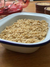 Freshly homemade plum crumble