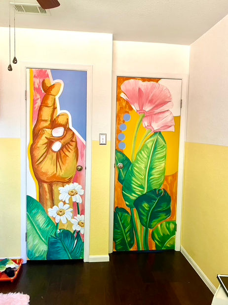 Home office tropical door murals