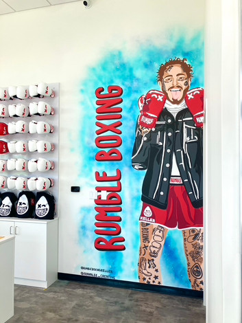 Wall mural of Post Malone at Rumble Kickboxing