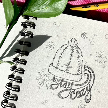 Ariana Lee Creative sketchbook page of a holiday card design