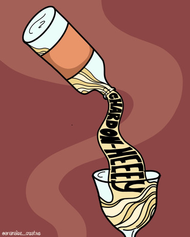Ariana Lee Creative wine bottle illustration that says "Chardon- heeey"