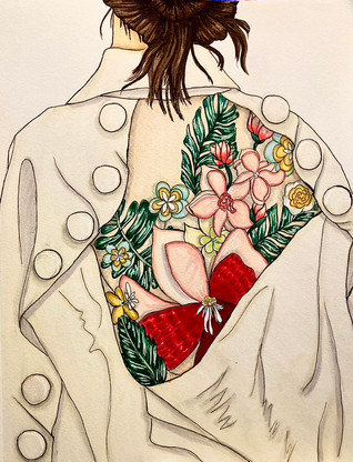 Ariana Lee Creative sketchbook page of a fashion illustration