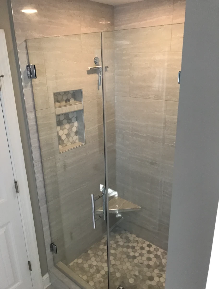 Custom shower with glass from the JB Custom Tile portfolio