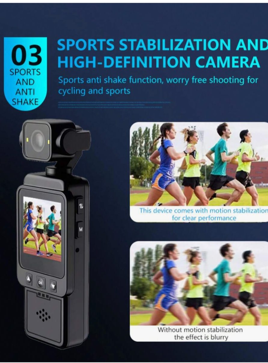 Thumbnail: 4K Pocket Action Camera with WiFi – 1080P Compact Sports Camcorder + 64GB Memory