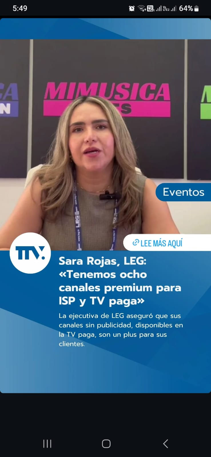 Sara Rojas, LEG: «Tenemos ocho canales premium para ISP y TV paga»