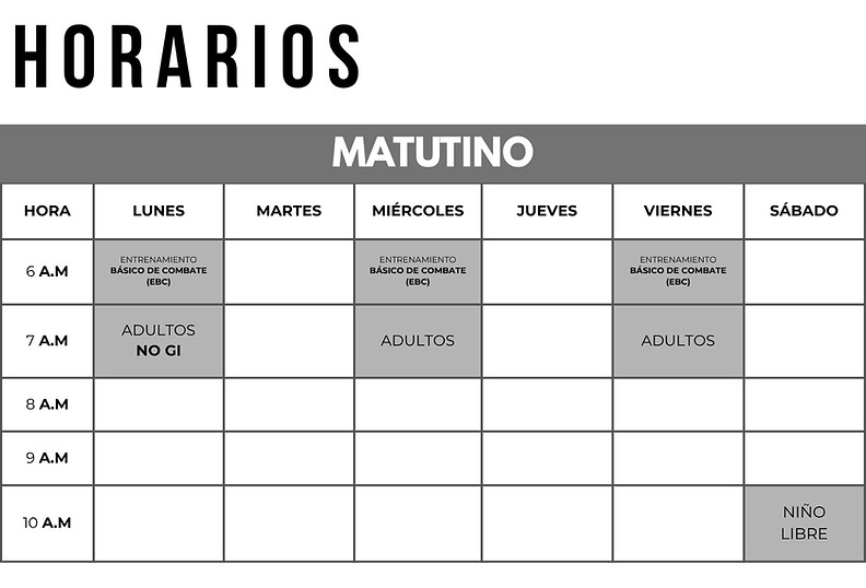 Horarios turno matutino.