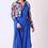 Thumbnail: Hand-embroidered blouse and jacket paired with a solid blue saree