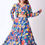 Thumbnail: Deja vu blue vibrant floral short-lehenga set with jacket