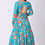 Thumbnail: Vibrant floral embroidered turquoise blue skirt & choli set with back tie-up