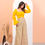 Thumbnail: Yellow Slub Top With High Waisted Pant Set