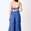 Thumbnail: Vibrant floral crop top & matching jacket with flowy flare blue sharara pants