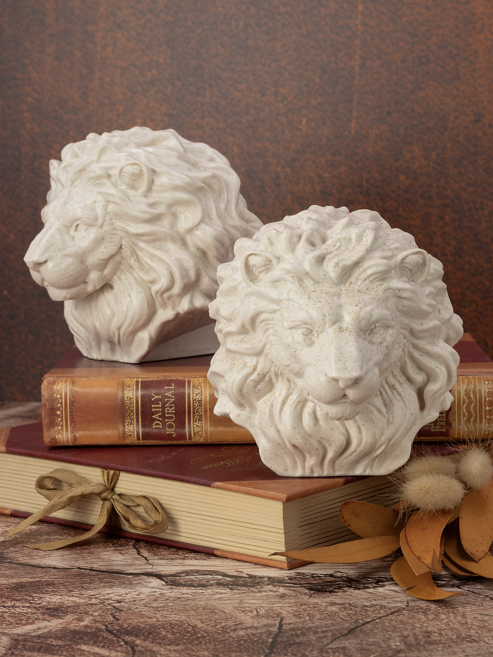 Biophilic Beach Sand Jesmonite Gypsum Acrylic Resin Home Decor Majestic Lion Mane Sculpture African King of Beasts Bust