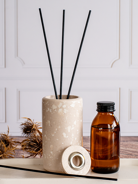 Biophilic Bliss Aroma Set - Tan with Off-White Terrazzo and Embedded Beach Sand