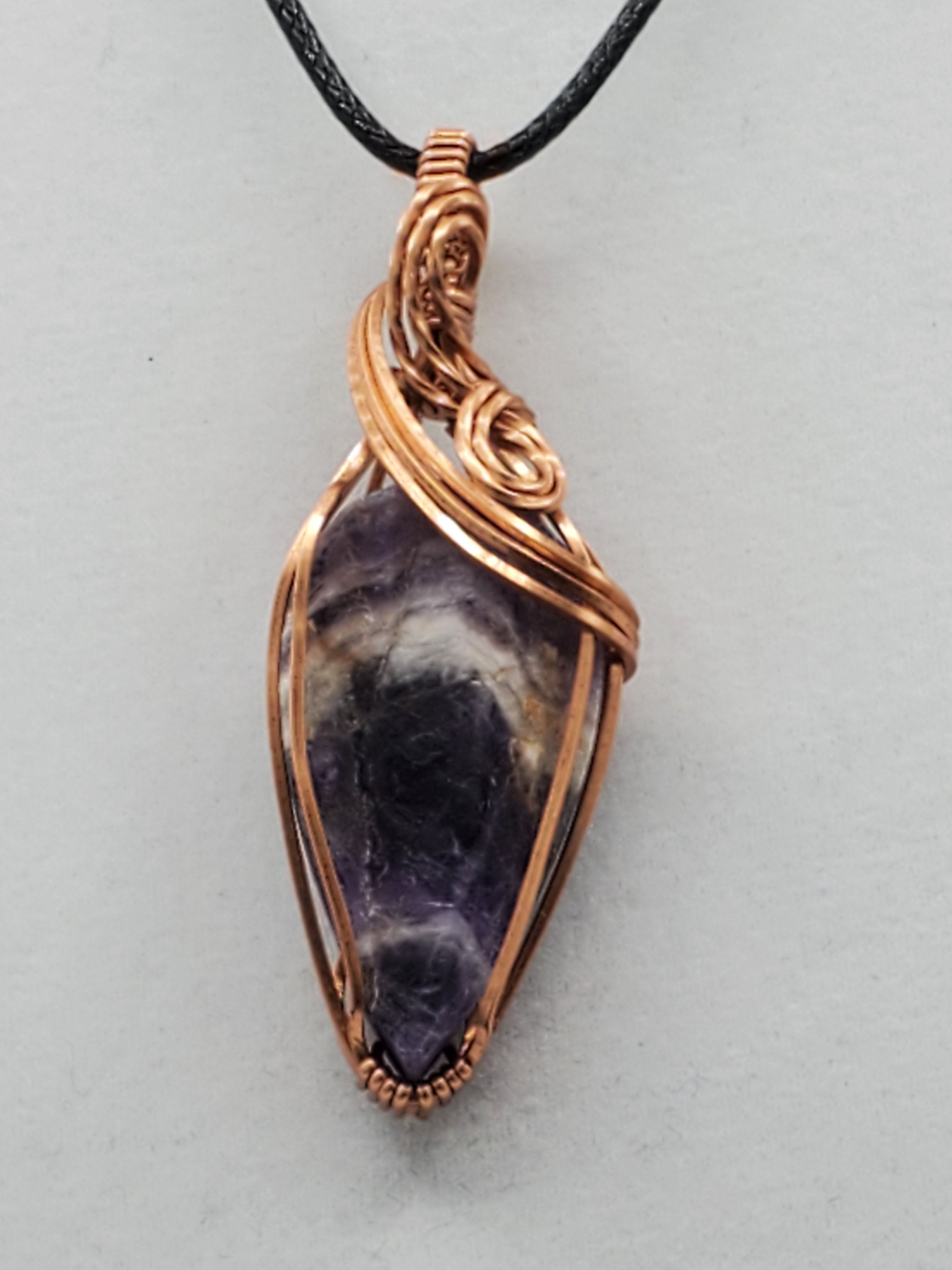 Natural Cut Chevron Amethyst Wrapped in Copper Wire 