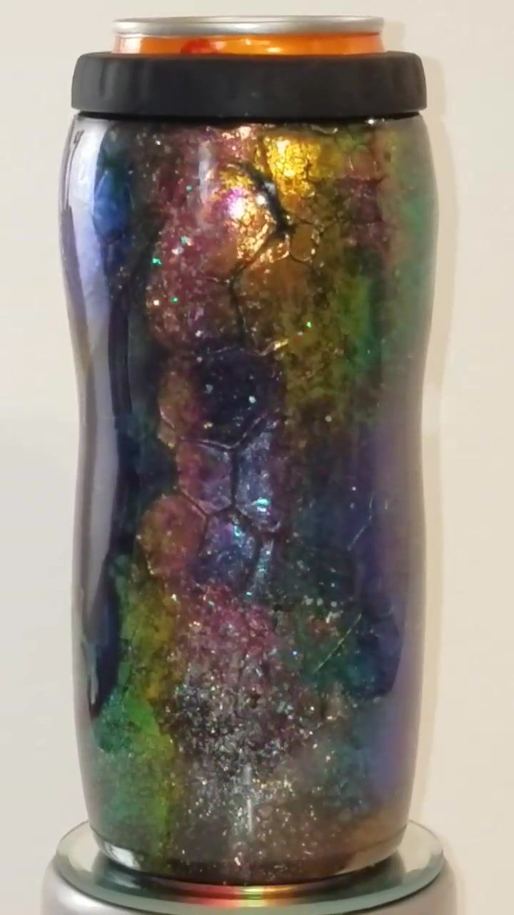 Thumbnail: 12 Oz. Skinny Can, Color Shift Dragon Skin, Double Walled Stainless Steel Coozie