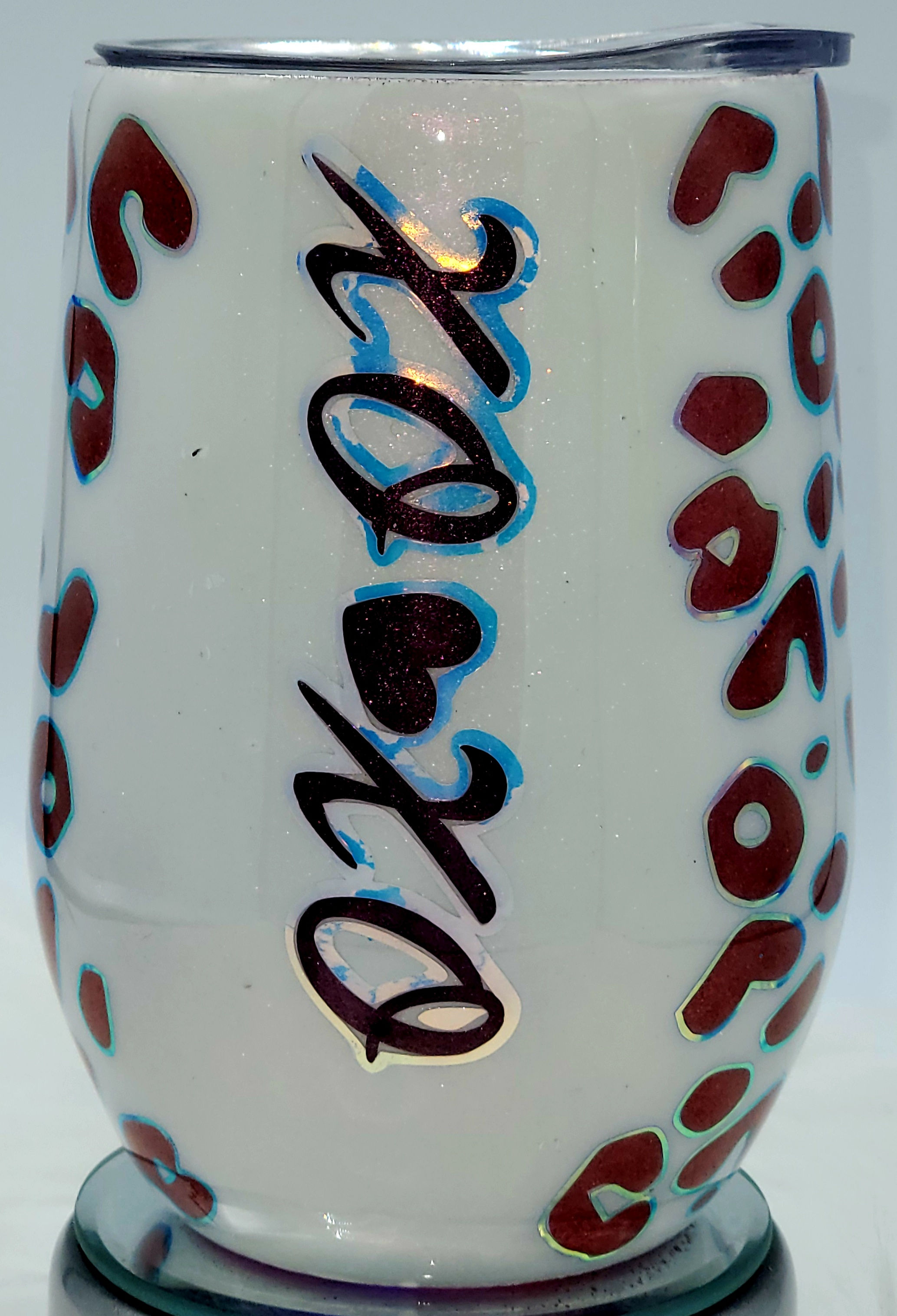 15 oz. XOXO Leopard Double Walled Stainless Steel Wine Tumbler