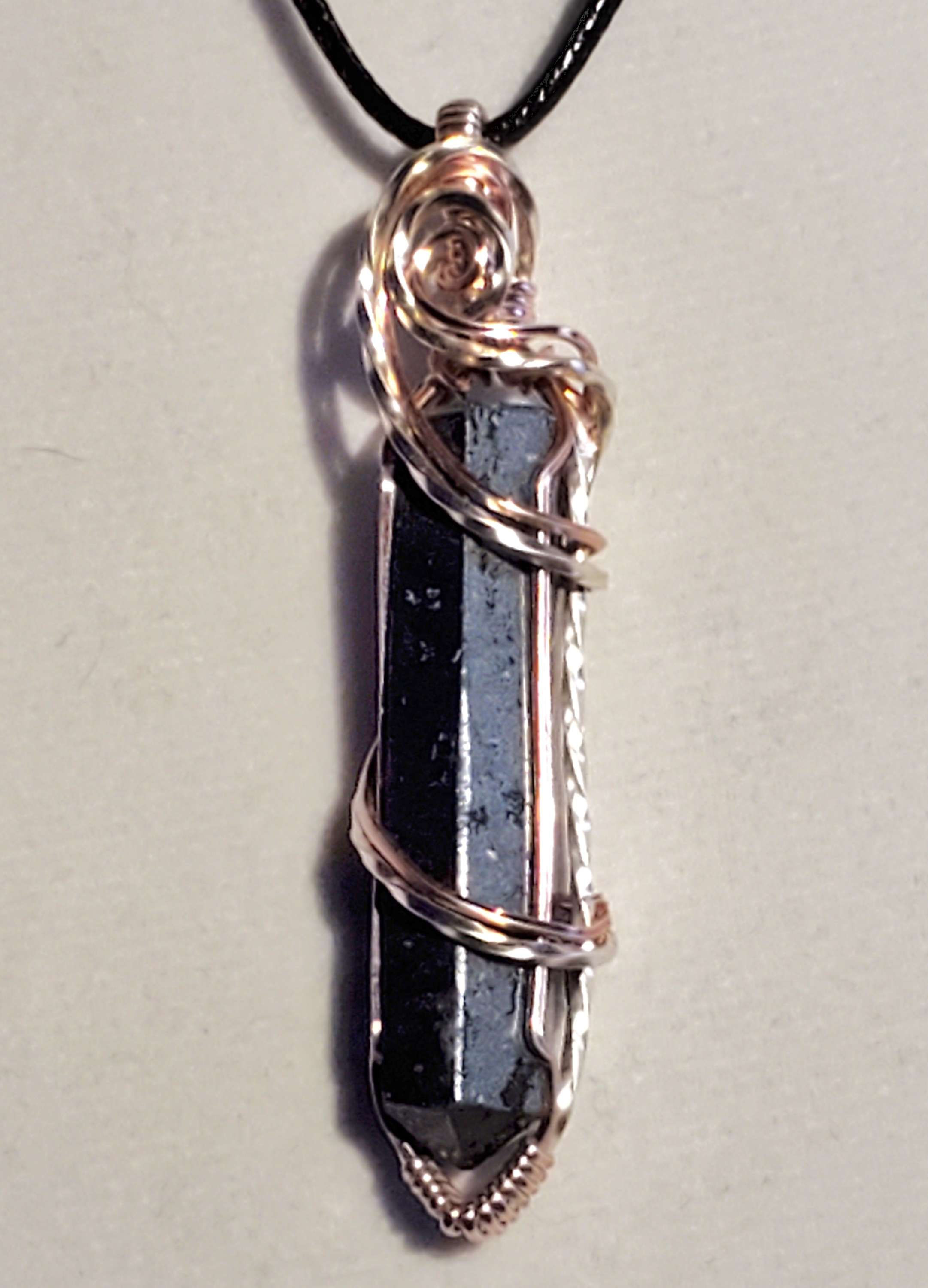 Hematite Wrapped in Silver & Rose Gold Wire