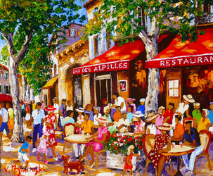 Le bar des Alpilles - Format 65x54 cm