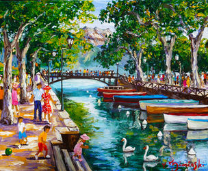 Annecy le canal du Vassé - Format 61x50 cm