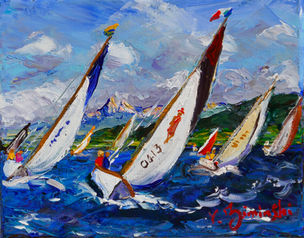Régate sur le Léman - Format 27x22 cm
