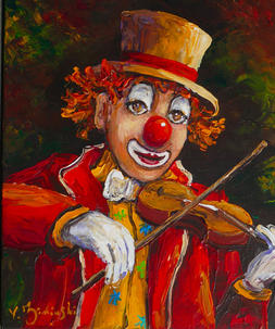 Clown violoniste - Format 46x38 cm