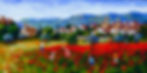 coquelicots à Lourmarin 80x40 cm