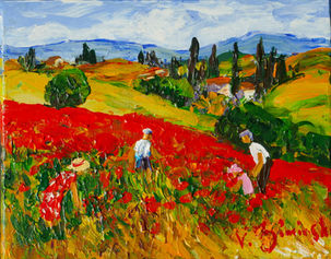 Coquelicots dans le Val d'Orcia - Format 24x19 cm