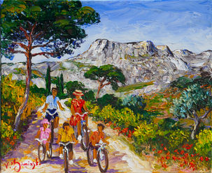 A vélo près de la Ste Victoire Format 46x38 cm