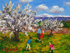 Cherry trees in bloom near Mont Ventoux
Size 35x27 cm