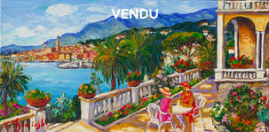 Goûter à la villa Serena à Menton - Format 60x30 cm