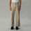 Thumbnail: Taupe denim straight trousers with flare button