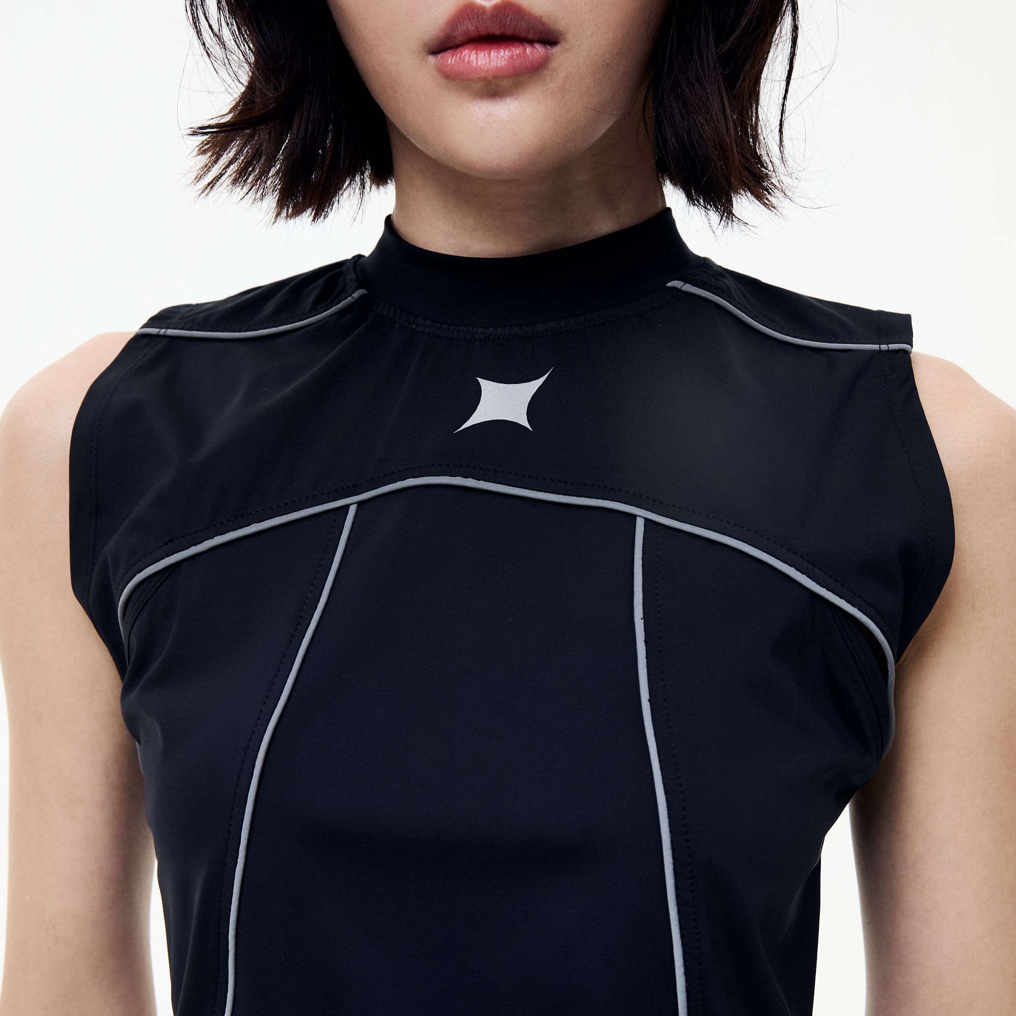 Hyper Cut out Reflective Sleeveless Top