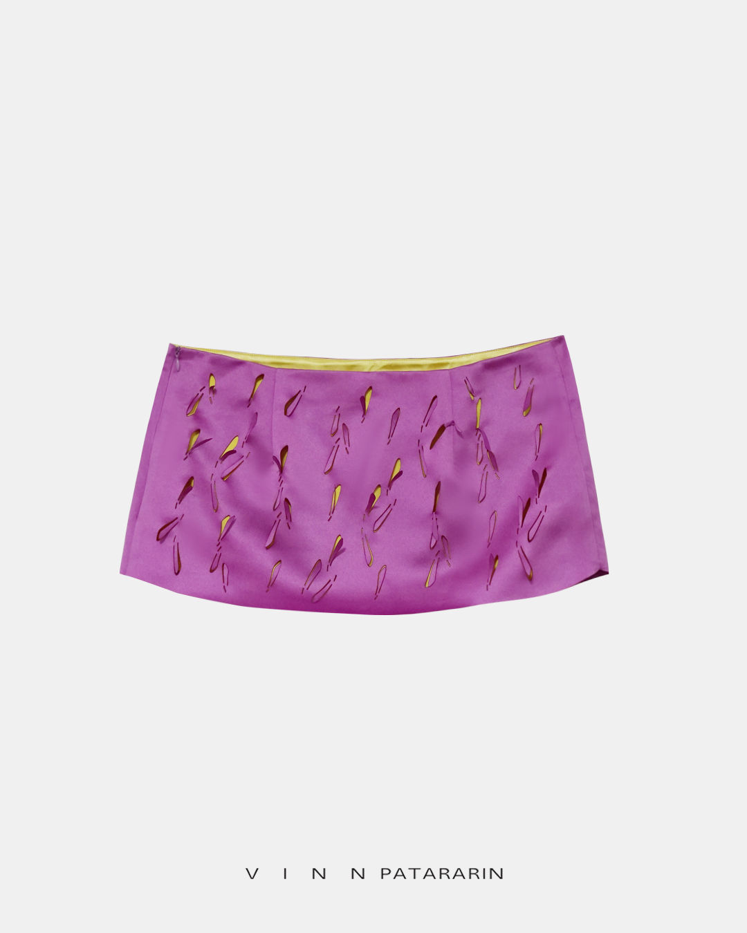 Mini skirt laser-cut purple yellow