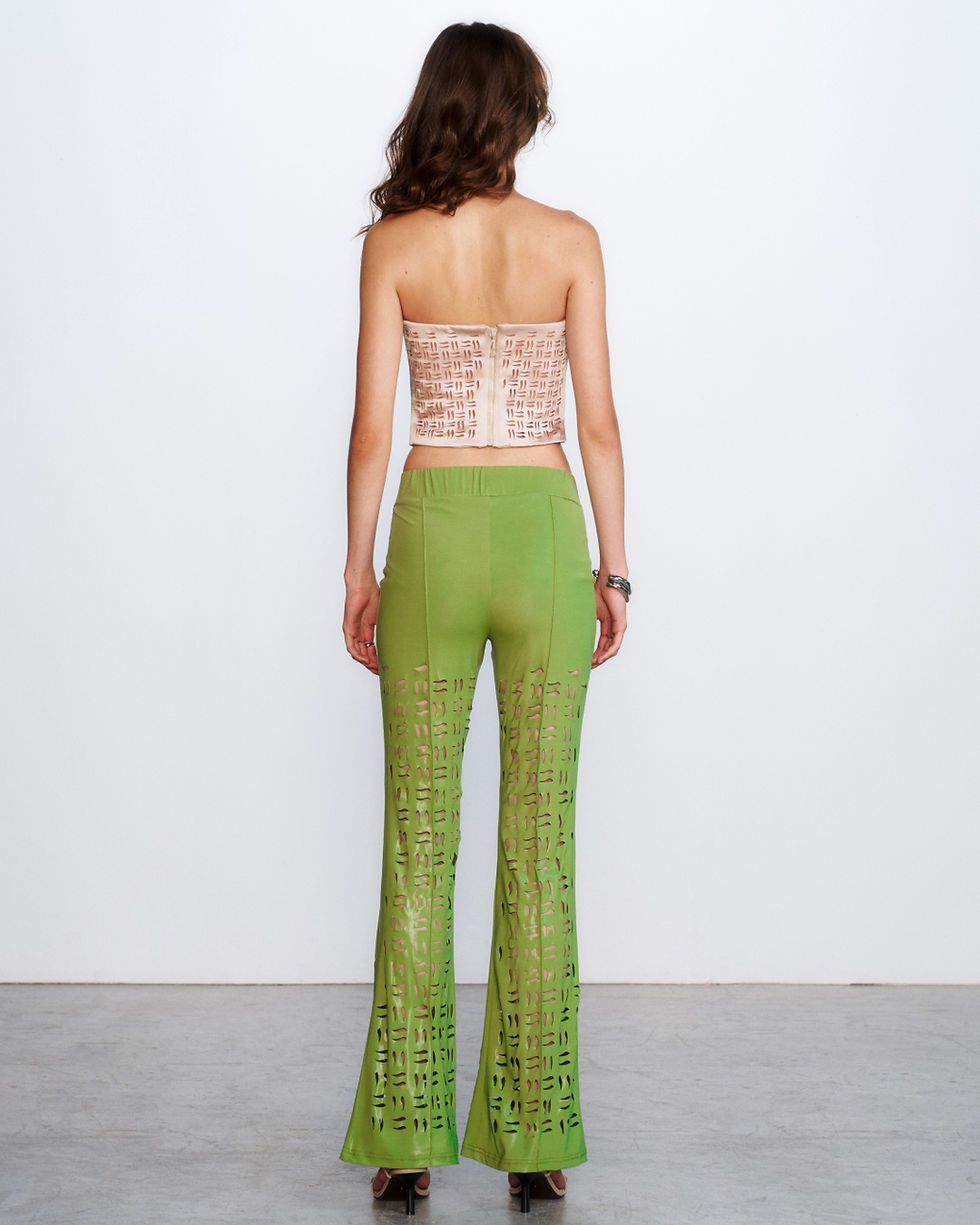 Thumbnail: Green cut out bootcut legging