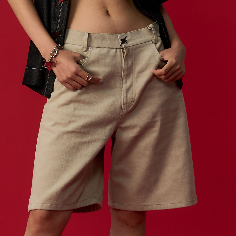 Thumbnail: Taupe denim shorts