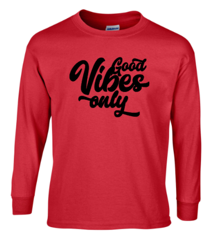 GOOD VIBES ONLY LONGSLEEVE T-SHIRT RED BLACK