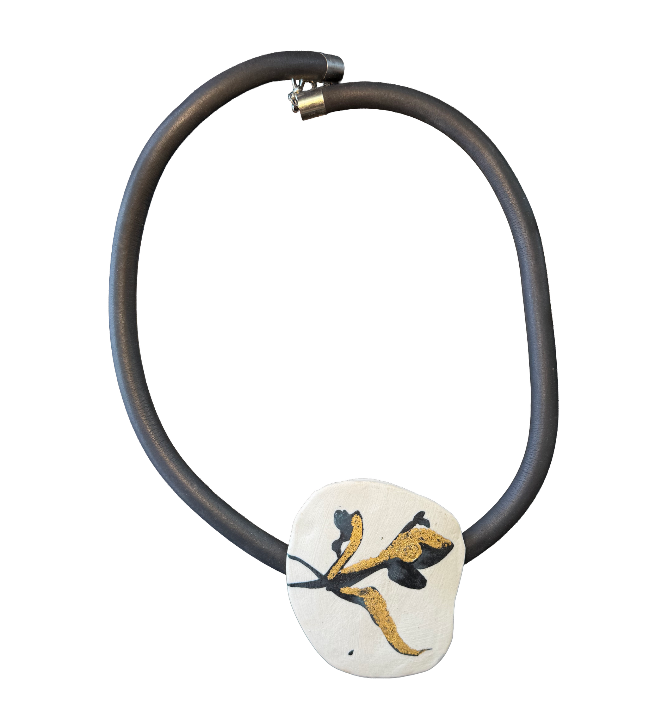 Collier en porcelaine & feuille d’or
