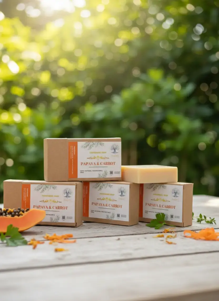 Herbal Carrot papaya soap for tan removal and skin glow